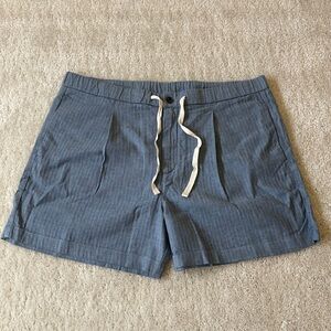 Blue Striped Shorts with Drawstring